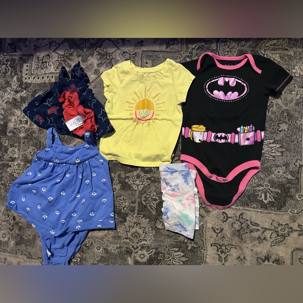 Large assortment of baby girls clothes sized newborn to 24month